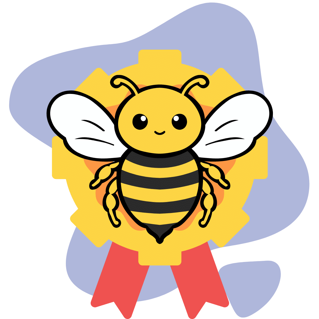 abeille avec une médaille de certification qualité